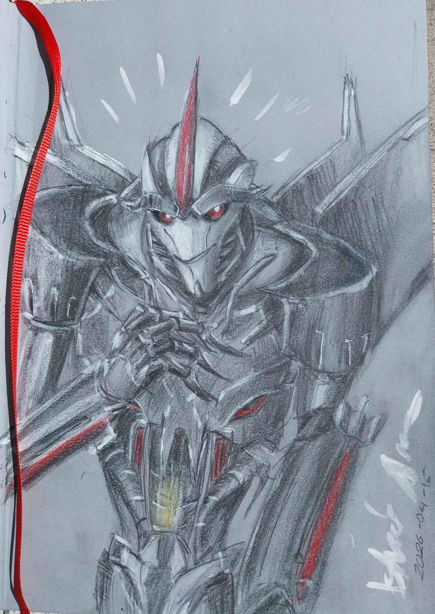 Starscream on toned grey paper